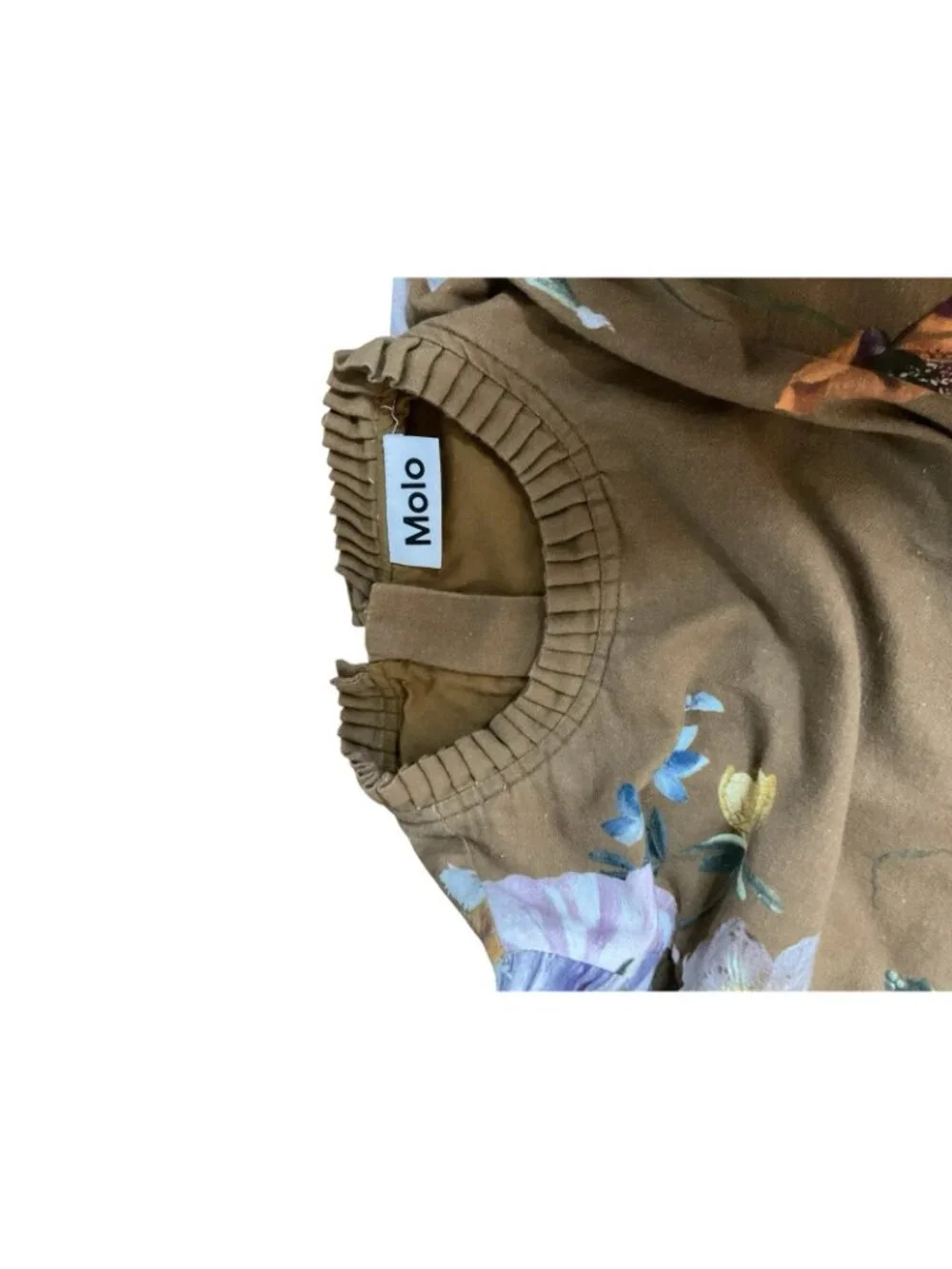 Molo Girls Cordelle Dark Mustard Dress w Print of Flowers floral Ages 11-12